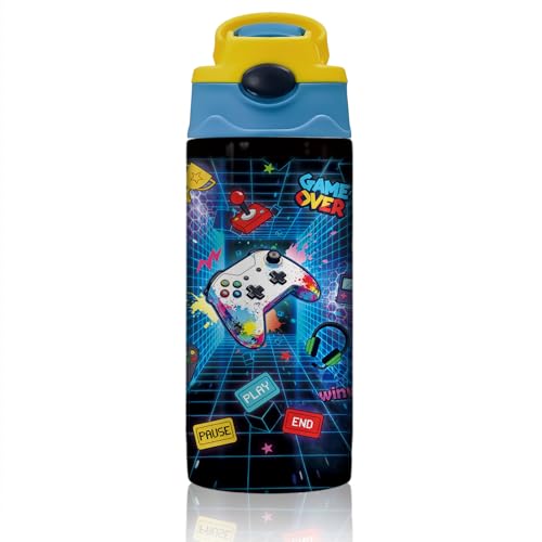 Gaming Water Bottle - 12oz Stainless Steel Tumbler with Straw, Insulated, Leak-proof, BPA-free, Pop-up Straw Lid, for Office, Gaming, Travel - Birthday Gift Cup (1pc) - color: Game 1