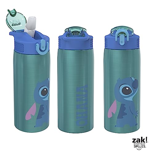 Zak Designs Disney Lilo and Stitch Water Bottle for Travel and At Home, 19 oz Vacuum Insulated Stainless Steel with Locking Spout Cover, Built-In Carrying Loop, Leak-Proof Design (Stitch) - color: Lilo And Stitch