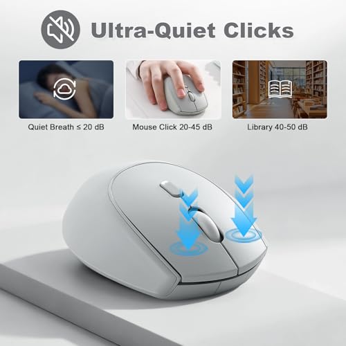 YUNZII C2 Wireless Mouse,2.4GHz Cute Silicone Noiseless Wireless Computer Mouse, Quiet Clicks, 3 Adjustable DPI, 1600 DPI Optical Tracking, Portable Ergonomic Mice for Laptop/PC/Mac (Gray) - color: Gray