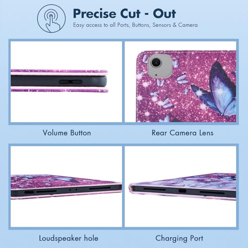 Dteck for iPad Air 13-inch Case 2024,iPad Case 12.9" Pro 6th/5th/4th/3rd Gen 2022/2021/2020/2018,Premium PU Leather Folio Stand Cover Pencil Holder Auto Wake/Sleep Protective Cases,Purple Butterfly - color: 01 Purple Butterfly