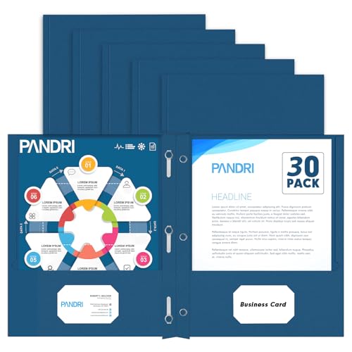 Two Pocket Folders, PANDRI 30 Pack Two Pocket Folders with Prongs, 3 Prong Folders Designed for Office and Classroom, Letter Size Darkblue - color: Darkblue