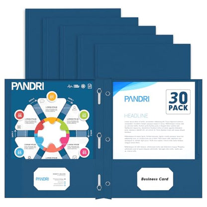 Two Pocket Folders, PANDRI 30 Pack Two Pocket Folders with Prongs, 3 Prong Folders Designed for Office and Classroom, Letter Size Darkblue - color: Darkblue