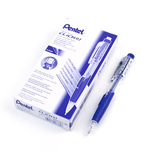 Pentel Twist-Erase Click Mechanical Pencil (0.7mm) Assorted Blue Barrel Colors, Color May Vary, Box of 12 (PD277TC)