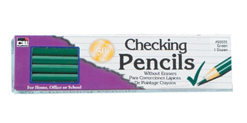 Charles Leonard Checking Pencil with Eraser, Green Colored Lead, 12-Pack (65025) - color: Green, size: 12 Count (Pack of 1)