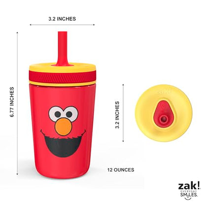 Zak Designs Sesame Street Kelso Toddler Cups For Travel or At Home, 12oz Vacuum Insulated Stainless Steel Sippy Cup With Leak-Proof Design is Perfect For Kids (Elmo) - color: Sesame Street (Elmo)