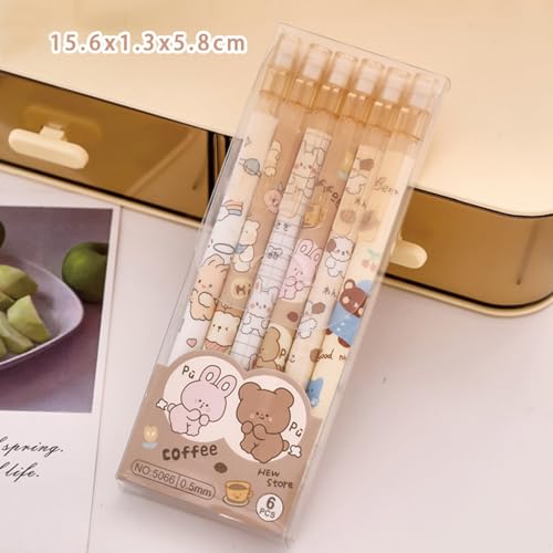 MOZXIRZ 4 Pcs Cute Mechanical Pencils with Top Eraser 0.5mm Cartoon Animal Mechanical Pencil School Pencil for Women (6pcs Animal) - color: 6pcs Animal