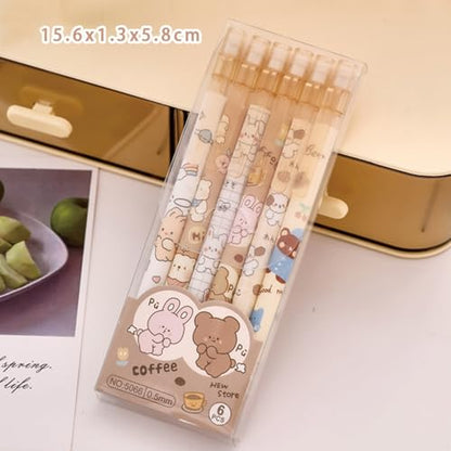 MOZXIRZ 4 Pcs Cute Mechanical Pencils with Top Eraser 0.5mm Cartoon Animal Mechanical Pencil School Pencil for Women (6pcs Animal) - color: 6pcs Animal