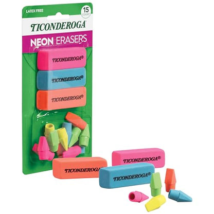 Ticonderoga Dixon Office & School Eraser Combination Set, 15 Eraser Multi-Pack, Multicolored (38931)
