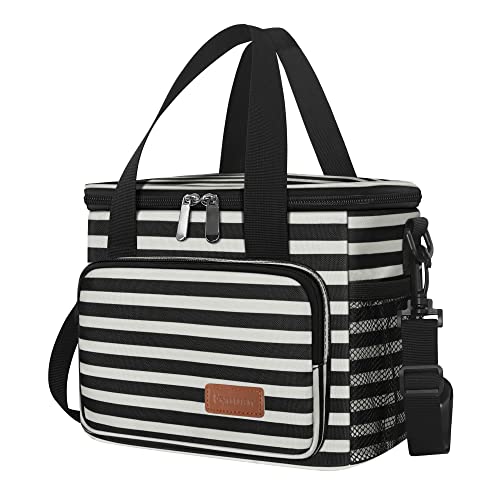 Femuar Lunch Bags for Women/Men, Insulated Lunch Bag for Work Office Picnic - Lunch Cooler Bag Leakproof Lunch Box with Adjustable Shoulder Strap - Stripe - color: 8-Stripe, size: Medium Size