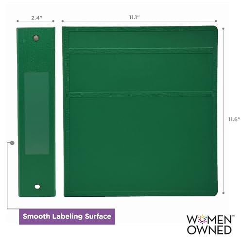 Carstens 2-Inch Heavy Duty 3-Ring Binder - Side Opening, Leaf Green, Durable Plastic, No-Gap Rings, Waterproof Cover, No Pockets, Holds 300 US Letter Sheets, BPA-Free, Made in USA (2844-3R) Case of 16 - color: Green, size: Case of 16