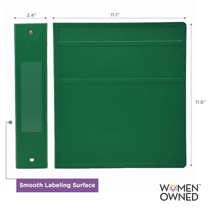 Carstens 2-Inch Heavy Duty 3-Ring Binder - Side Opening, Leaf Green, Durable Plastic, Precision No-Gap Rings, Waterproof Covers, No Pockets, Holds 300 US Letter Sheets, BPA-Free, Made in USA (2844-3R) - color: Green, size: Individual