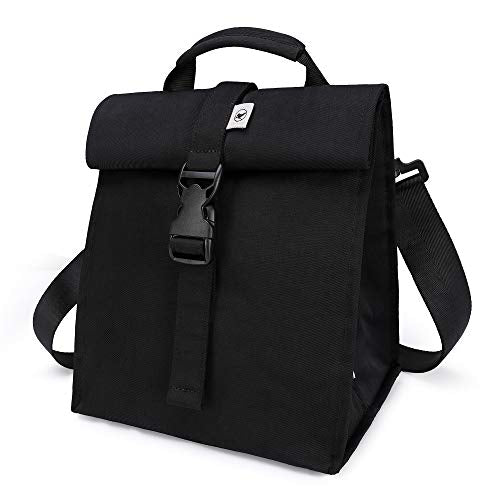 SUNNY BIRD Insulated Lunch Bag Rolltop Lunch Box (Black) - color: Black