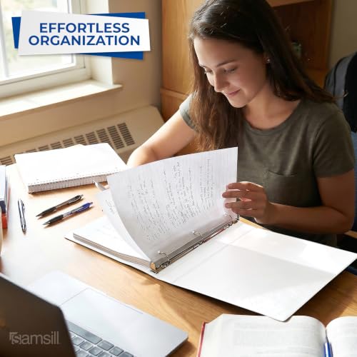 Samsill 1 Inch 3 Ring Binders, Economy Round Ring, Clear View Cover, 200 Sheet Capacity - for School, Home, Office - White, 6 Pack - color: White, size: 6-Pack, style: 1-Inch