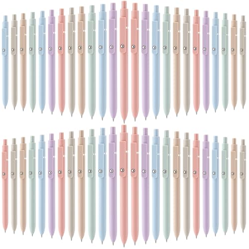 Sherr 50 Pcs Black Gel Ink Pens Bulk Retractable Ballpoint Pen Quick Dry 0.5mm Fine Point Smooth Writing Instrume Back to Shcool Gift for Student Classroom Coworker Teacher Staff(Macaron Color) - color: Macaron Color