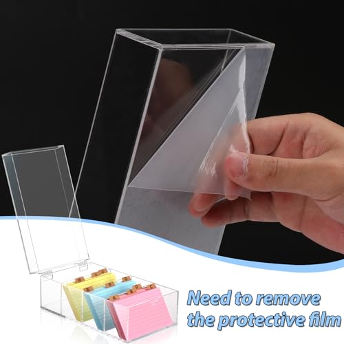 3 x 5 Inch Acrylic Index Card Holder Clear Index Card Box Note Card Organizer with 150 Ruled Lined Index Cards 30 Kraft Dividers A-Z Stickers 4 Divider for Holds 600 Cards Tabs Note Recipe Cards