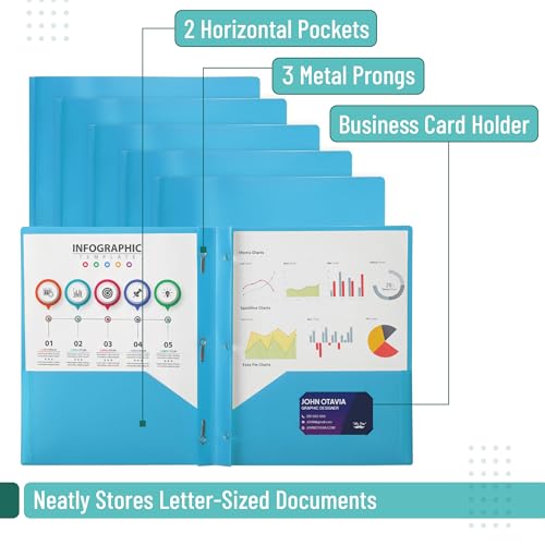 Mr. Pen- Plastic Folders with Pockets and Prongs, 36 Pack, Letter Size | Flexible Plastic Folders with Prongs - color: Blue, size: 36 Pack