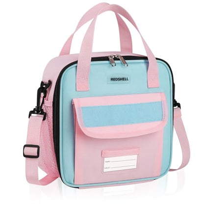 REDSHELL Lunch Box Kids, Large Insulated Lunch Bag Lunchbox for Girls, Pink | Tactical Style, Cooler Lunchbag, Square Toddler Lunchbox, School & Daycare, Lunch Tote, Water Bottle Holder, Adjustable Strap - color: Pink