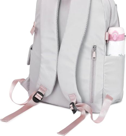 Acmebon Girl Roomy Fashion Laptop Backpack Set Casual Daypack Set for Women Grey - color: Grey