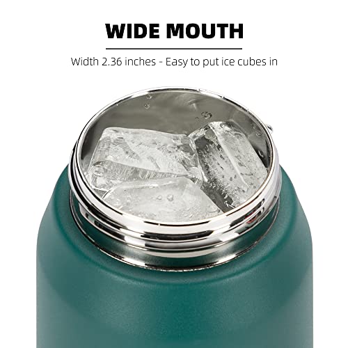 Fanhaw 24 oz Insulated Stainless Steel Water Bottle with Anti-Dust Chug Lid, Leakproof Vacuum Metal Everyday Use Bottle for Kids, Teens & Adults, Back to School Essentials (Green Blue) - color: Green Blue, style: 24 Ounces