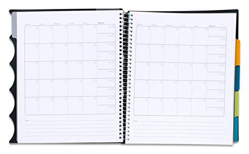 Mintra Office Durable PREMIUM Spiral Notebook, ((Black, 5 Subject, 8.5in x 11in)), Fabric Covered Coils, No Snags, Removable Adjustable Pocket Dividers, Ruler, Organization, Customizable - color: Black, size: 5 Subject (8.5in x 11in)
