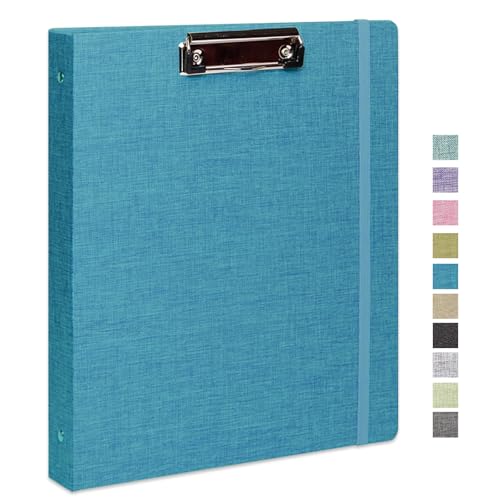Three Ring Binder with Clipboard, Linen Cover Clipboard Binder 1 Inch for Letter Size, 2 Interior Pockets Paper for Organization of School, Business and Home - color: A-blue, size: 1PACK