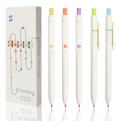 5 Pcs Colorful Gel Pens,0.5mm Fine Point for Journaling Note Taking Writing, Quick Dry Black Ink Pens for Office School Supplies Gifts for Women Teacher Students (White) - color: White
