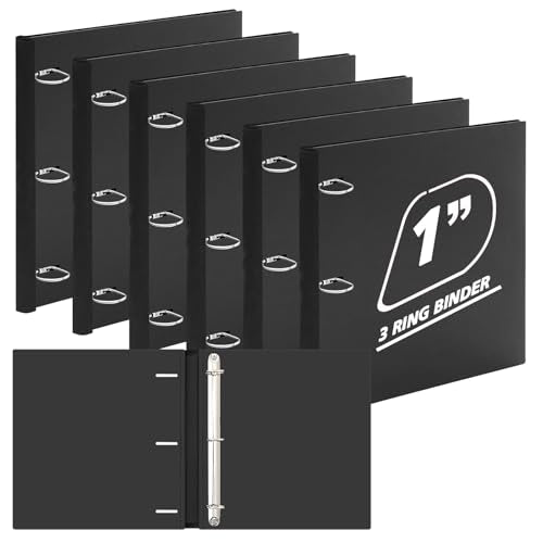 Henoyso 6 Pack 1 Inch Telescoping 3 Ring Binder Bulk, Expandable D Ring Binder with Telescoping Spine for Flexible File Storage, Holds 8.5"x11" Paper, for Office, School & Home Use(Black) - color: Black
