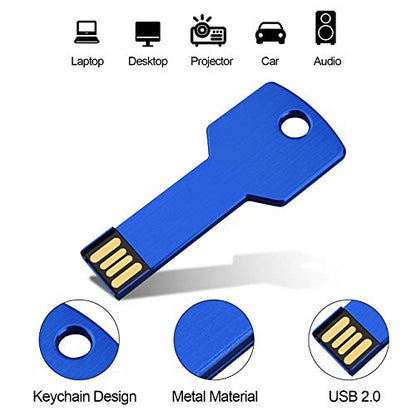 RAOYI 10 Pack 2GB USB Flash Drive USB 2.0 Metal Key Shape Memory Stick Thumb Drive Pen Drive-Blue - color: Blue, size: 2GB