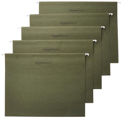 Amazon Basics Hanging File Folders with Adjustable Tabs, Sturdy Expandable Document Organizer, Letter Size 8.5x11 inch, Green, 25-Pack - color: Green, size: 25 Pack