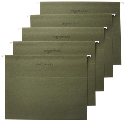 Amazon Basics Hanging File Folders with Adjustable Tabs, Sturdy Expandable Document Organizer, Letter Size 8.5x11 inch, Green, 25-Pack - color: Green, size: 25 Pack