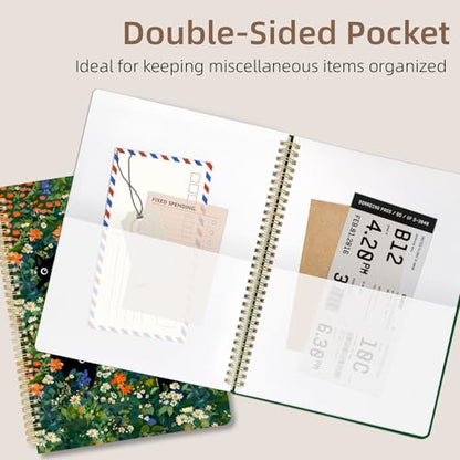 Cute Spiral Notebook journal A4 Aesthetic Pretty Design for Women Girls Kawaii with Pocket, 8.5 x 11 inch, Graph, Cat Garden - color: Cat Garden, style: Graph