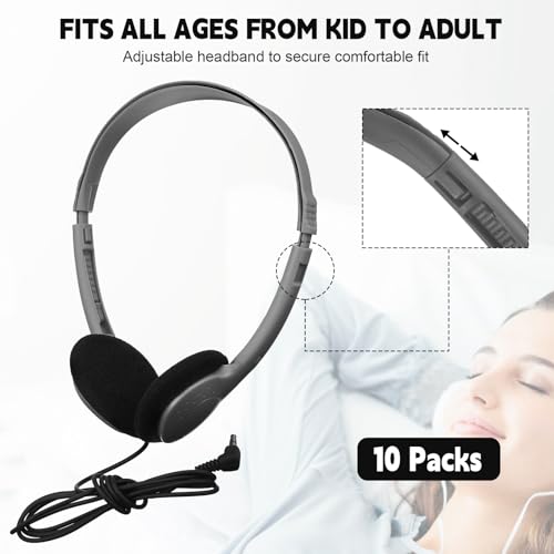 Konohan 30 Pack Headphones Bulk Headphone for School Classroom Student Wired Headphones Adjustable with 3.5 mm Jack for Adults (Grey) - color: Grey