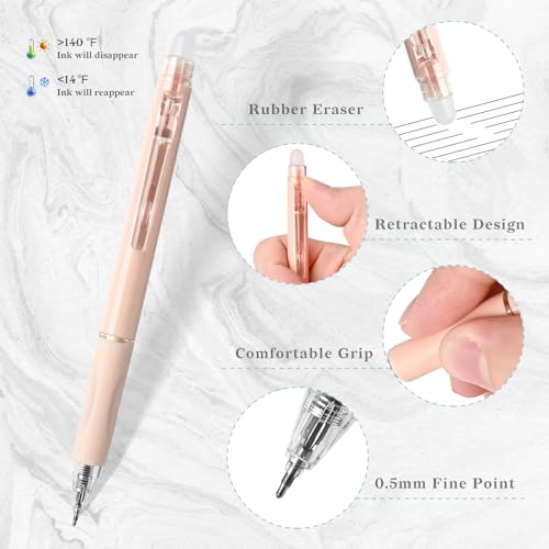 Temiary 10 Pcs Retractable Erasable Gel Pens, Fine Point 0.5 mm, Make Mistakes Disappear, Smooth Writing Gel Pen with Eraser for Journaling Note Taking Marking Planner Crossword Puzzles (Black Ink) - color: Black Ink