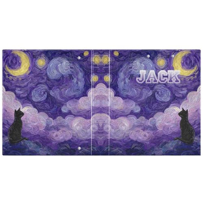 Custom Cat 3 Ring Binder Oil Painting Sky 1.5" Round Ring Binders Personalized Name View Binder with 200 Sheet for School Supplies Women Men Office, 1 Pack - color: Custom Oil Painting Sky Cat