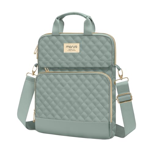 MOSISO 12.9 inch Tablet Sleeve Bag for iPad Pro 13 M4&iPad Air 13 M3 M2,iPad Pro 12.9 M2 M1 6/5,Surface Laptop Go 12.4,Galaxy Tab S8+/S9+ 12.4,Square Quilted Carrying Case with 2 Pockets,Antique Green - color: Antique Green, size: 12.9 inch