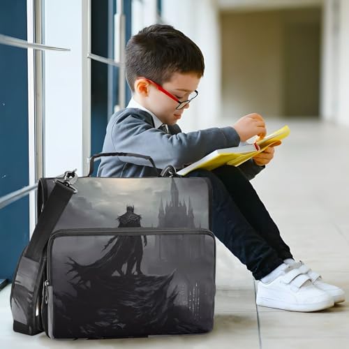 3 Ring Zipper Binder with Shoulder Strap Death 3 Handle 1.5 inch Portfolio File Organizer Bag School Office 500 Sheets Capacity