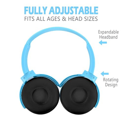 2 Pack Kids Headphones for School Classroom, Wired Computer Online Learning Headset for K-12 Students, Durable Soft Swivel On Ear Pads Earphones for Laptop PC Meetings Calls (Light blue+Purple) - size: Blue+Purple