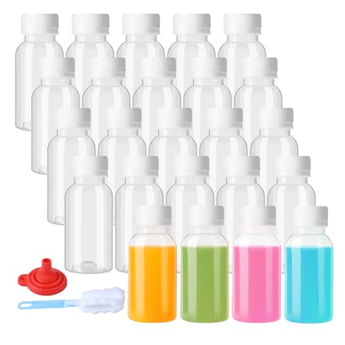 zmybcpack 24 Pack 100ml Plastic Juice Bottles With Caps Dishwasher Safe | Plastic Shot Bottles Heat-Resistant, Reusable Bulk Beverage Containers with Lids for Juice - size: 3.3oz 24pack