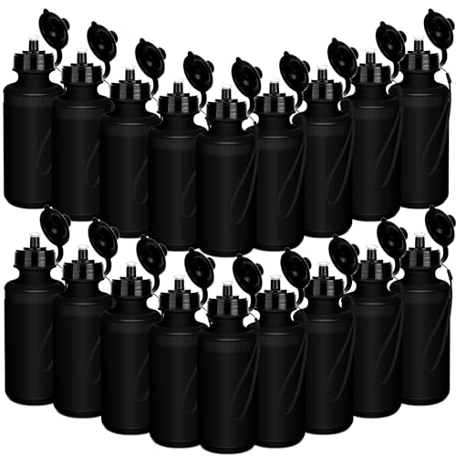 Zubebe 36 Pcs Sports Water Bottles Bulk Squeeze Reusable Plastic Water Bottles Back to School Supplies Summer Gifts for Students School Travel Hiking Cycling Event Team Gift - color: Black