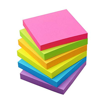 Sticky Notes 3x3 Self-Stick Notes Pads with 6 Bright Colors, Easy to Post for Office, Shool, Home, 6 Pads/Pack, 100 Sheets/Pad(Standard) - color: Standard