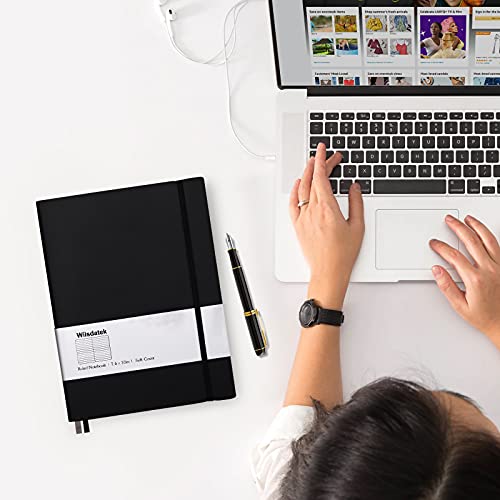 B5 College Ruled Notebooks - 2 Pack B5 Large Journal Notebooks with 376 Numbered Pages,100gsm Thick Lined Paper,Soft PU Leather Cover,7.6 X 10 inch(BLACK) - color: Black