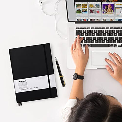 B5 College Ruled Notebooks - 2 Pack B5 Large Journal Notebooks with 376 Numbered Pages,100gsm Thick Lined Paper,Soft PU Leather Cover,7.6 X 10 inch(BLACK) - color: Black
