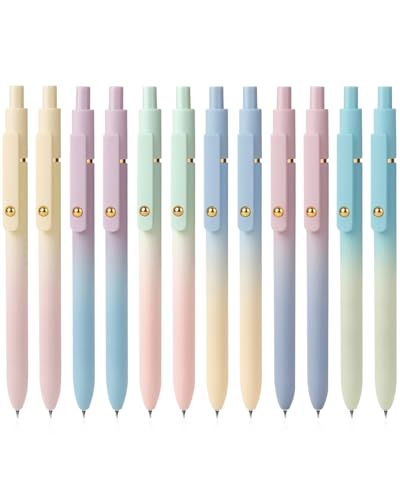 FIOVER Gel Pens, 12 Pcs 0.7mm Comfort Grip Quick Dry Black Ink Pens Fine Point Smooth Writing Pens, Cute Office Supplies Gifts for Women (12PCS Gradient Black Ink) - color: 12PCS Gradient Black Ink