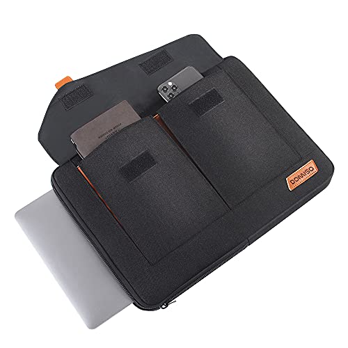 DOMISO 15-15.6 Inch Laptop Sleeve Bag Water Resistant Briefcase Messenger Shoulder Bag for ThinkPad L580/16 MacBook Pro/IdeaPad 320/Dell XPS 15/HP Envy x360/ASUS ROG Zephyrus/Acer Chromebook,Black - color: Black, size: 15 - 15.6 Inch