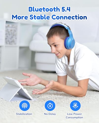 EarFun Kids Bluetooth Headphones, K2 Kids Headphones with Volume Limited, 60H Playtime, Bluetooth 5.4 Headphones with Mic, Stereo Sound, Foldable Over-Ear Headphones for Kids/School (Royal Blue) - color: Royal Blue