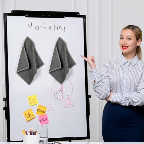 MaxGear (Bundle of 2 Sets Magnetic Cleaning Cloth, Microfiber Cleaning Cloth for Whiteboards, Magnetic Dry Erase Erasers, Dry Erase Board Cleaner for Blackboard Office, Home (10" x 10", 4 Pack)