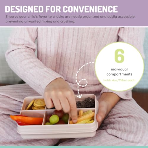 melii Snackle Box | 6-Compartment Divided Snack Container, BPA-Free Food Storage with Removable Dividers for School, Travel & On-the-Go Snacking (Pink) - color: Pink