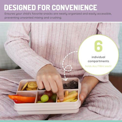 melii Snackle Box | 6-Compartment Divided Snack Container, BPA-Free Food Storage with Removable Dividers for School, Travel & On-the-Go Snacking (Pink) - color: Pink
