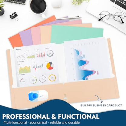 pmybupo 50-Pack Folders with Pockets,Paper Earthy Orange Two-Pocket Folders,Soft Macaron Colors,Efficiently Organize Your Study & Office Documents - color: 4030u