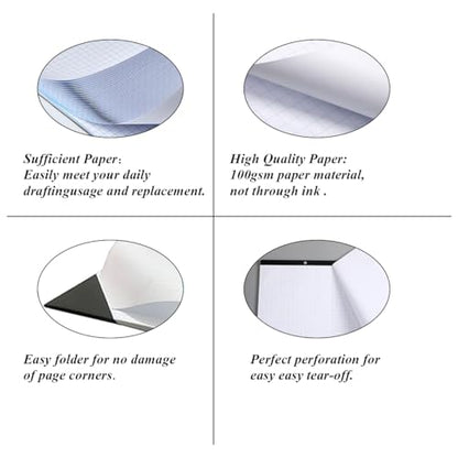 Large Engineering Graph Pad - 22" x 17" Grid Notepad, 4"x4" Graph Paper, 50 Sheets/100 Pages, 100 Gsm Graph Paper for Engineer Architect Designer Mathematician Draftsman - size: 22 x 17 Graph Paper Pad